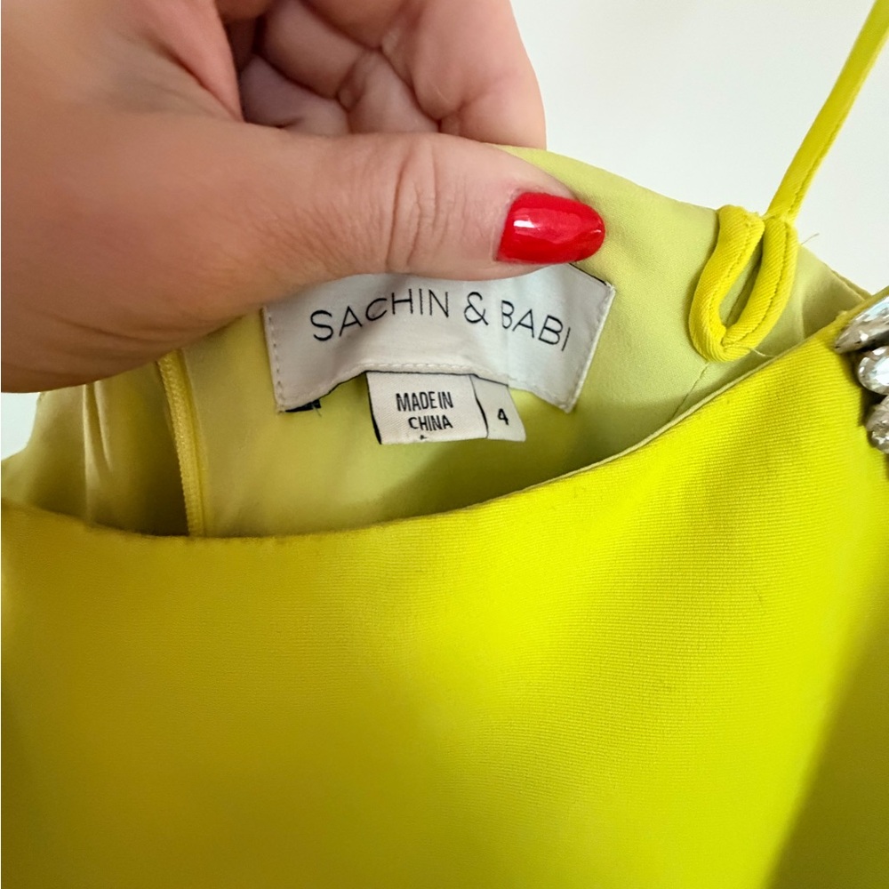 Sachin + Babi Neon Yellow Sleeveless Midi Dress - Picture 6 of 7